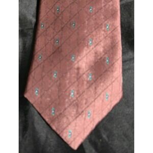 Mallards Neck Tie 100% Silk Rose Pink & Teal Geometric Diamond Hand Sewn Necktie